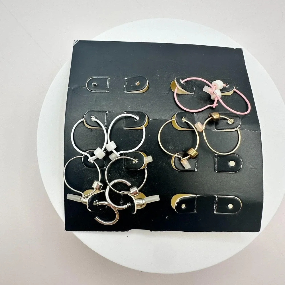 Vintage 90s Hoop Earrings Set‎ Glass Bead Classic Boho Fashion Women's Jewelry